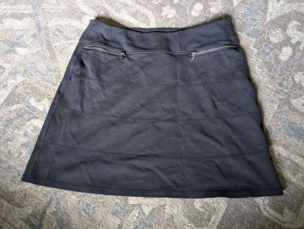 Athleta Womens Size Large Gray  Strata Skirt Front Zip Pockets Running Golf Tenn